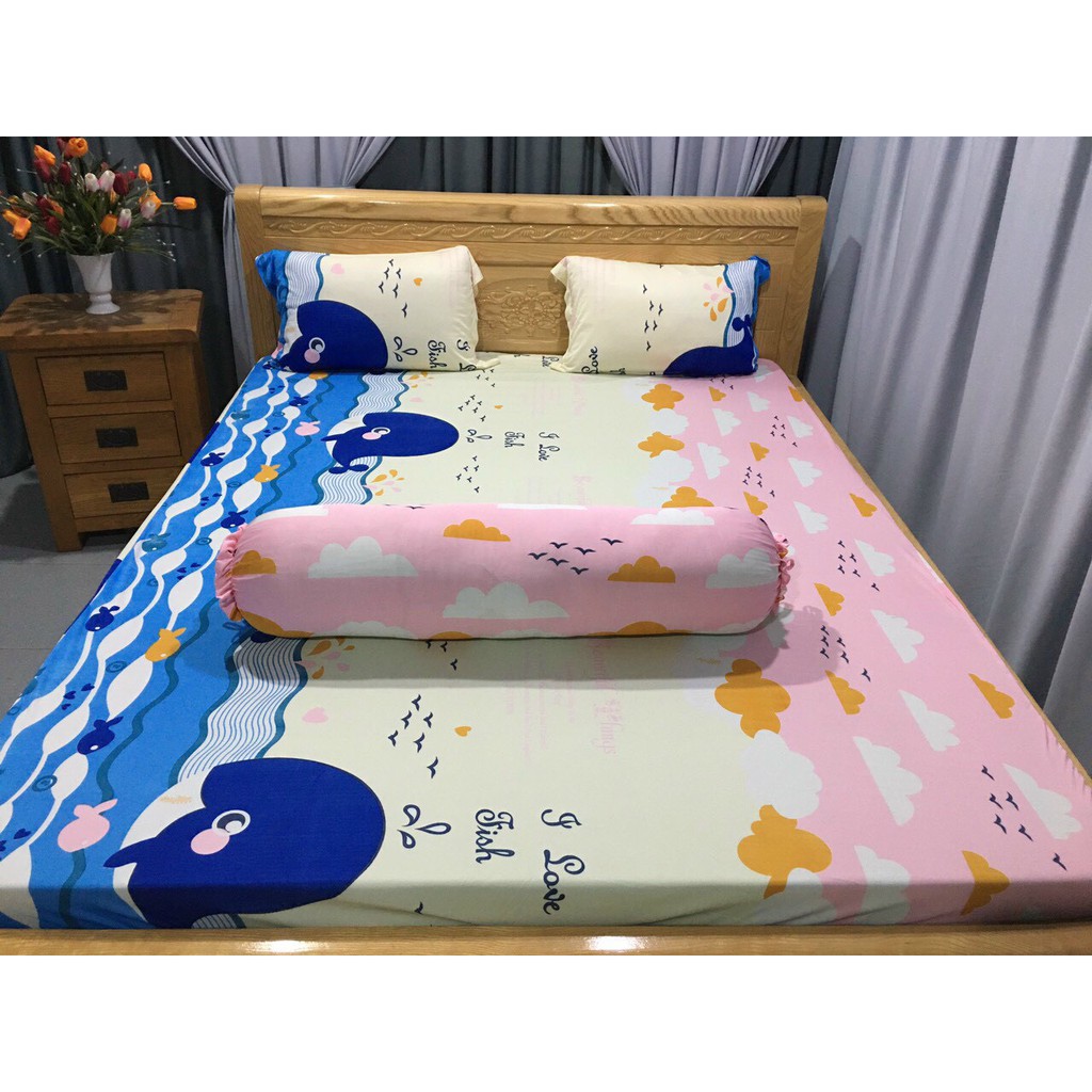 Bộ Drap Thun Hàn Quốc mát lạnh { 4 món } , chọn size/ màu , chất liệu thun Hàn Quốc mát mềm mát