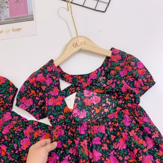 VÁY HOA TÍM LỊM ĐAN DÂY LƯNG CHO BÉ GÁI
