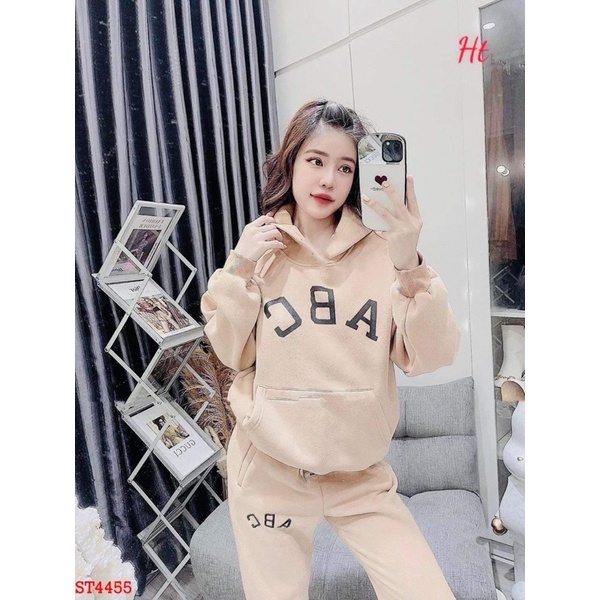 Bộ nỉ áo mũ Cotton ABC H2B