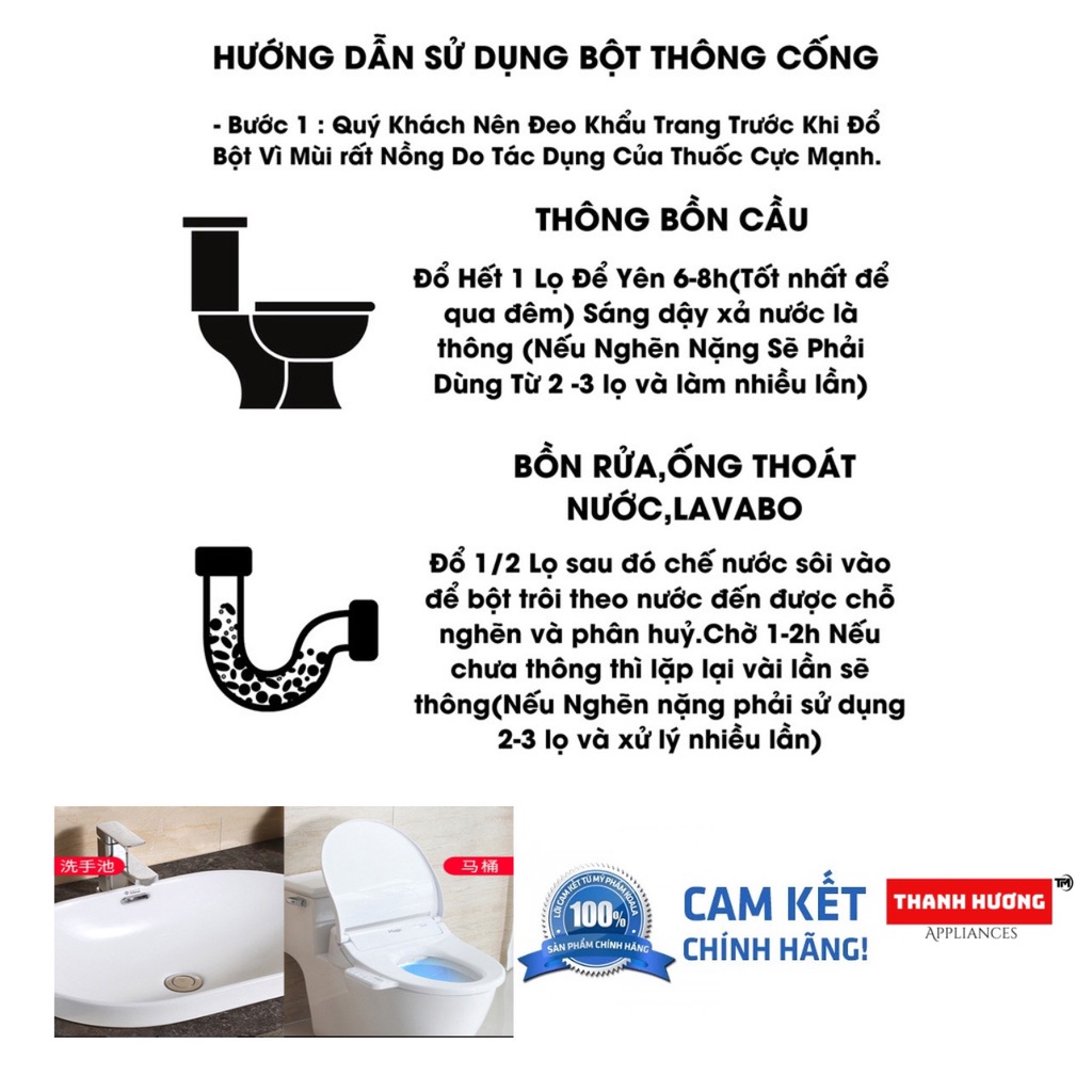 Bột thông cống, thông tắc bồn cầu bồn rửa mặt cực mạnh Power lọ 260 gram