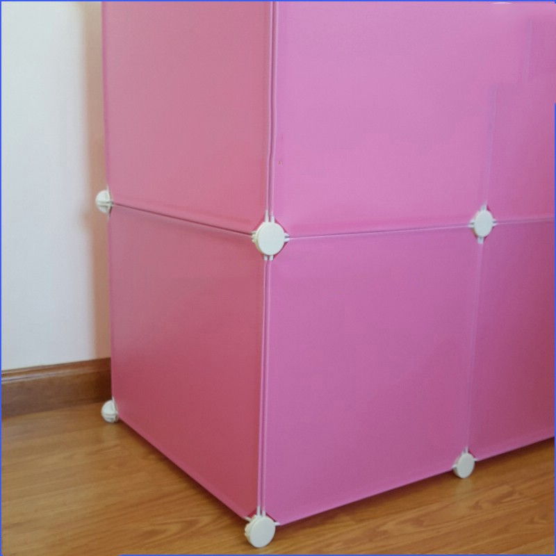 Tủ nhựa lắp ghép  6 ô size to sâu 47cm Màu hồng phấn đựng quần áo đẹp