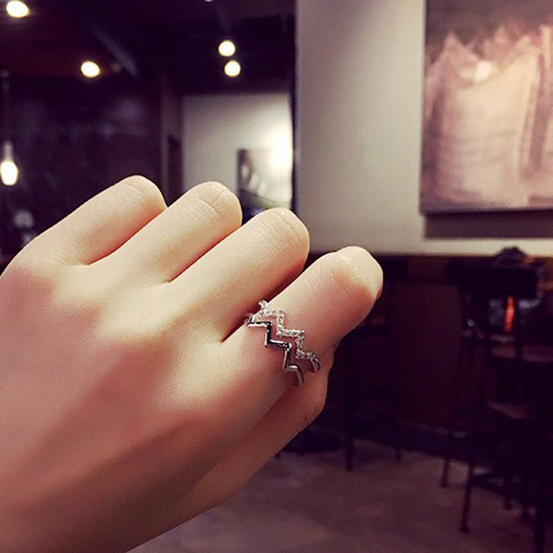 Nhẫn Đeo Tay Hai Lớp Đính Đá Kim Cương Chống Nước Chống Mồ Hôi Lâu Trôi Thời Trang Hàn Quốc Cho Nữ