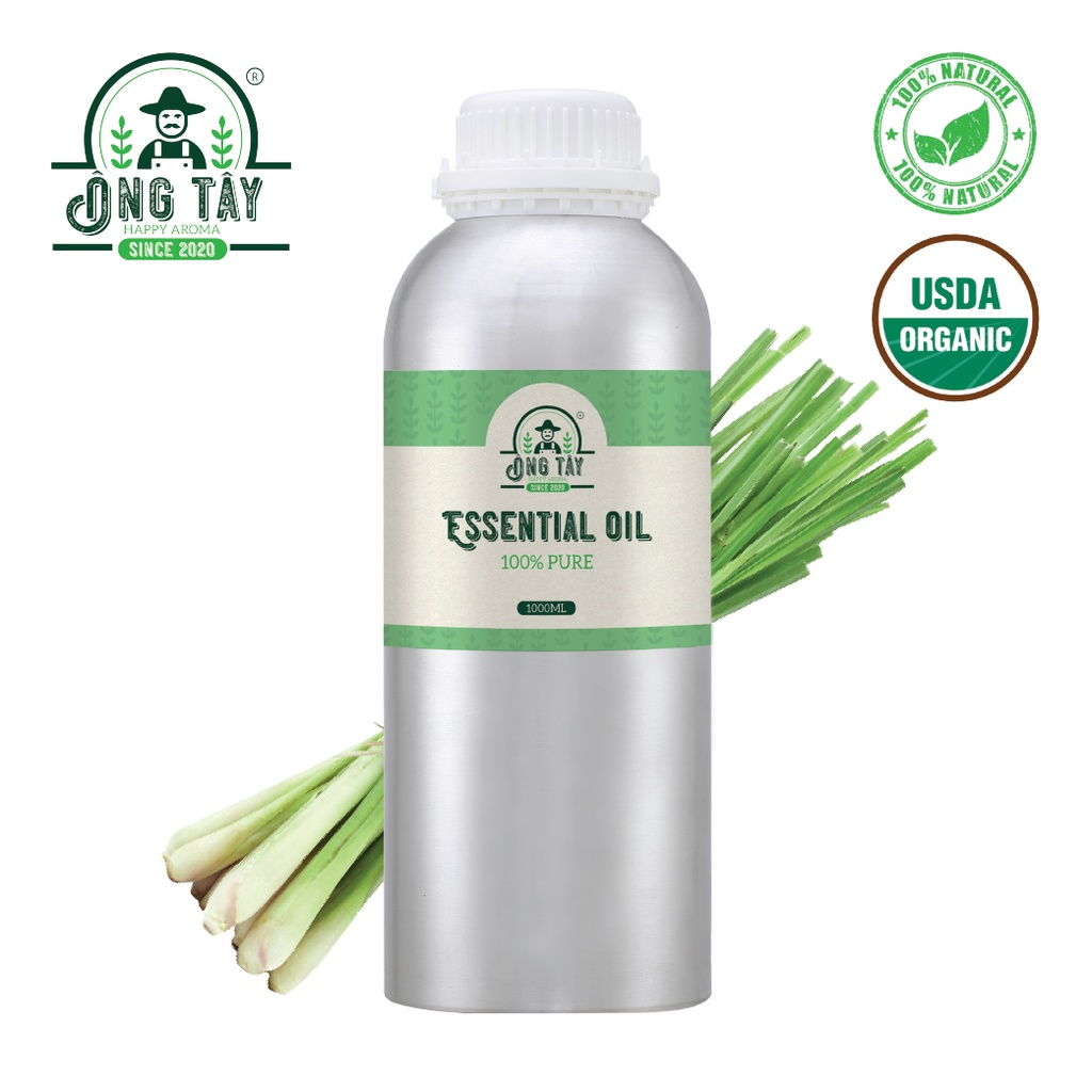 Tinh dầu hữu cơ Organic Sả Chanh Ấn Ông Tây 500ml/ 1L.