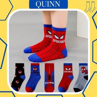 Set 5 đôi Tất trẻ em vớ spiderman siêu nhân nhện từ 1-9 tuổi chất cotton tất cao cổ cute Quinnhouse