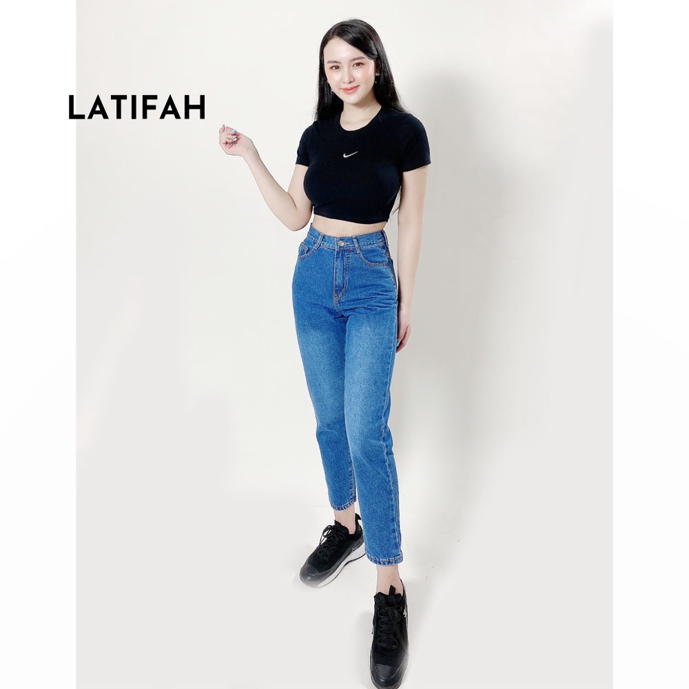 Quần baggy jean nữ Latifah ống nhỏ trơn lai thường QD022 phong cách hàn quốc trẻ trung