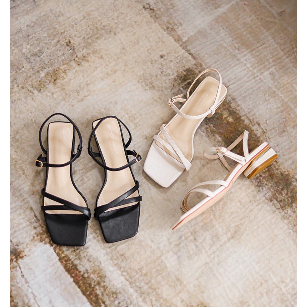 Sandal Cao Gót Nữ Quai Mảnh Đế Bằng Gót Vuông 2cm Mũi Vuông Thời Trang- Dazzling shoes -DA732