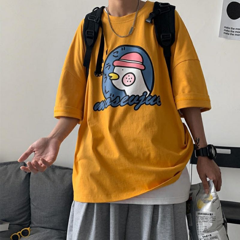 Áo thun tay lỡ unisex moéujue gà