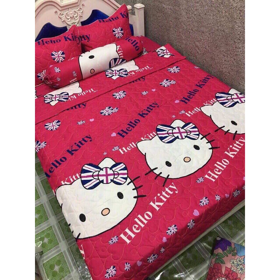 Ga trải giường 1m8x2m,cotton poly hàn mềm,chọn mẫu,hello kitty cờ anh