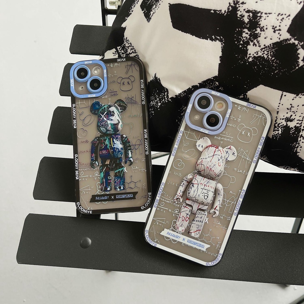 Ốp điện thoại TPU trong suốt in hình gấu sáng tạo thích hợp cho iphone 13 12 11 pro max x xr xsmax 7/8plus