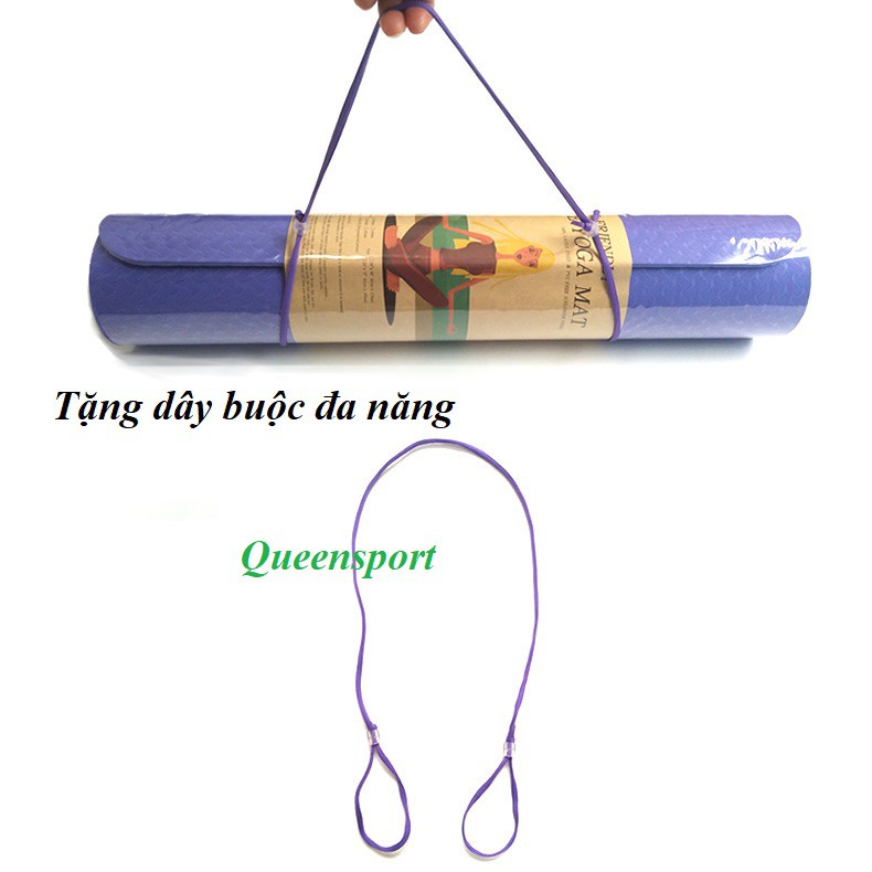 Thảm yoga TPE Eco Friendly xanh dương 6mm 2 lớp cao cấp _ QS- tặng túi