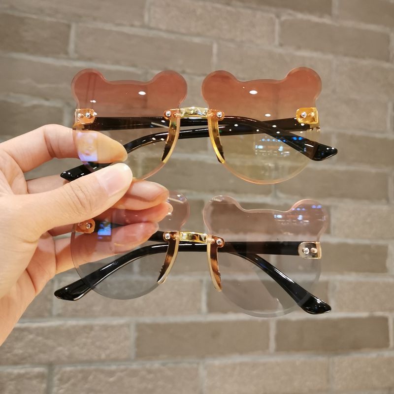 Kính mát hình tai gấu không viền chống tia UV thời trang cho bé
