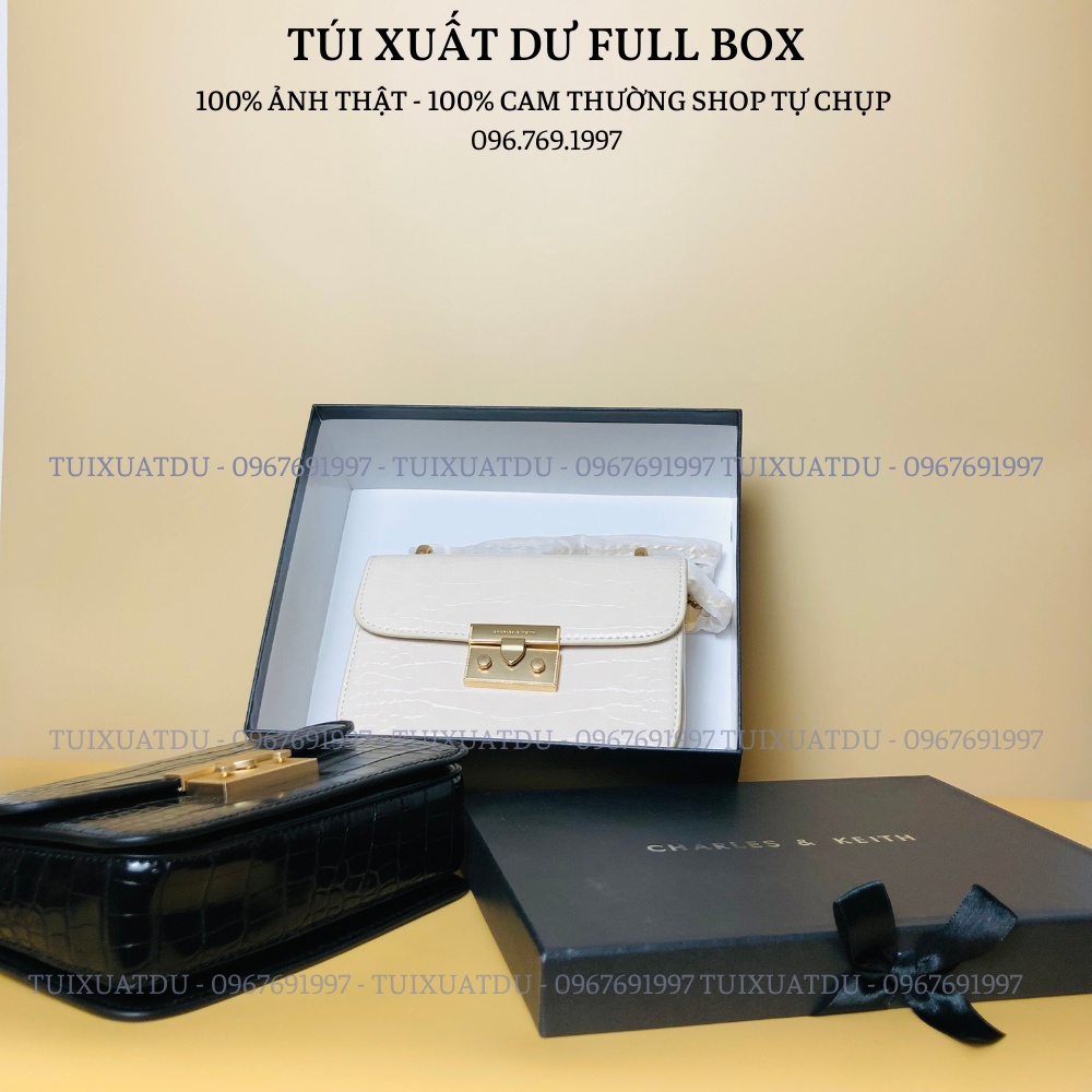 Túi CK xuất dư full box đeo chéo form chữ nhật nhỏ gọn chất da PU vân da rắn. có sẵn