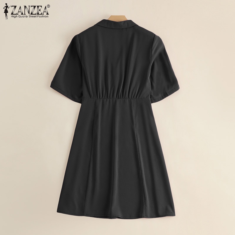 Đầm ZANZEA ngắn tay lưng cao thời trang cho nữ tính