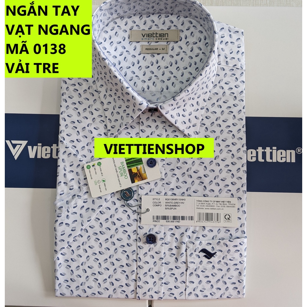 (0138 Sn) ÁO SƠ MI VIỆT TIẾN NGẮN TAY VẠT NGANG VẢI TRE