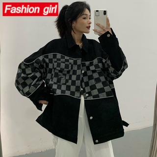 Áo Khoác Denim Dáng Rộng Phong Cách Hong Kong Cổ Điển Thời Trang Cho Nữ