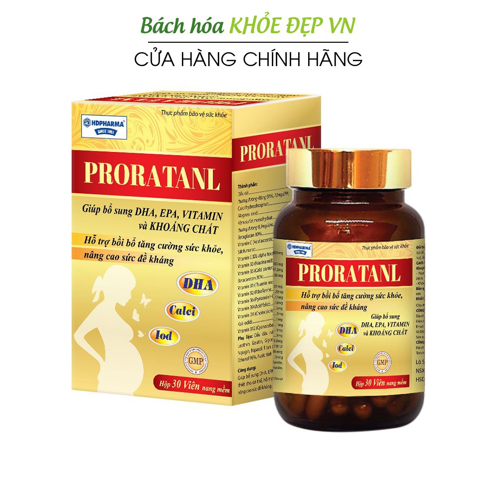 Proratanl bổ sung DHA, EPA, vitamin tổng hợp và khoáng chất - Chai 30 viên