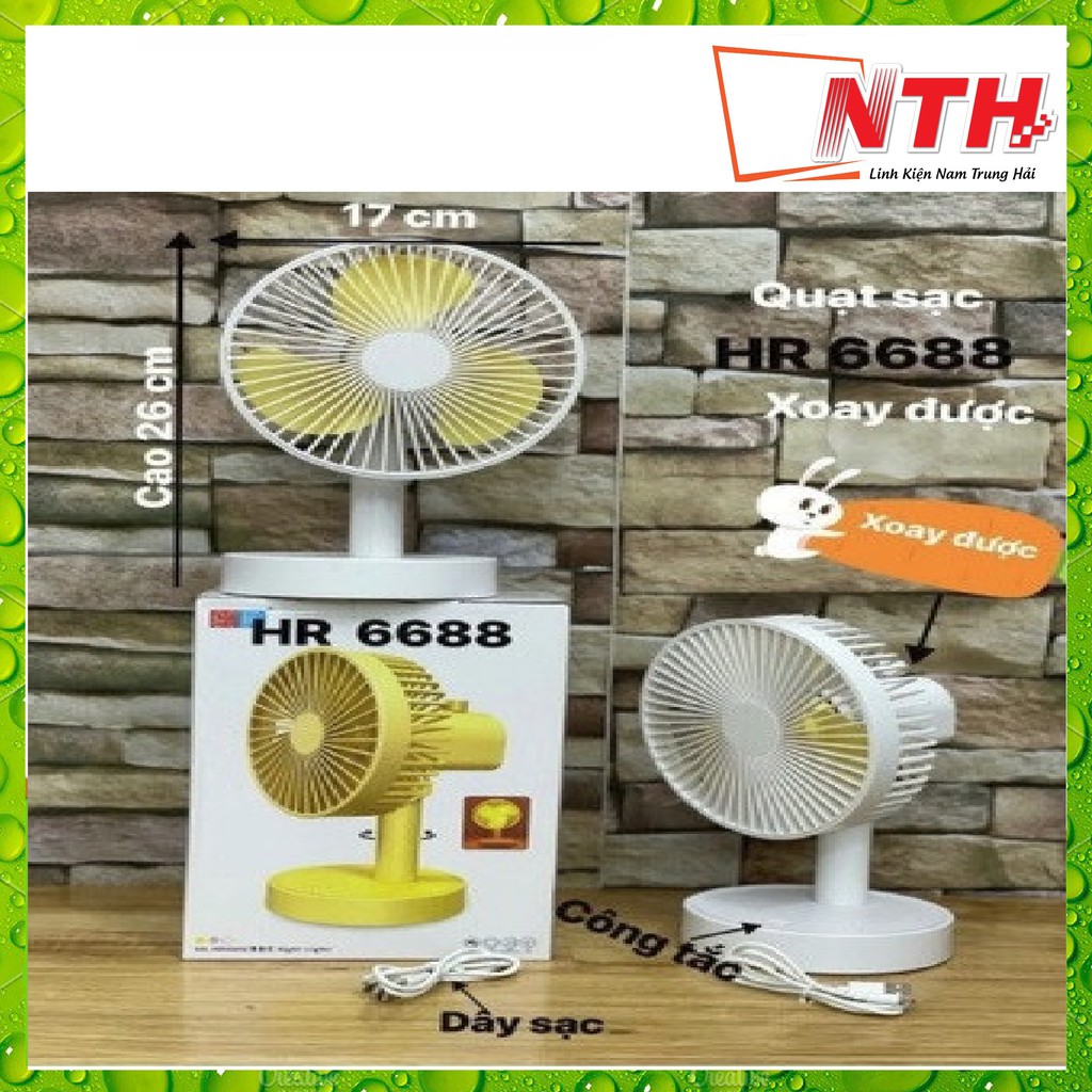 [Mã ELHA22 giảm 5% đơn 300K] QUẠT BÀN HR-6688 CỰC MÁT , ĐÃO ĐƯỢC , KÈM 1 PIN