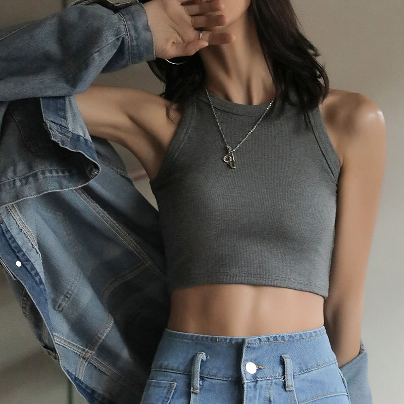 Áo croptop ba lỗ COZOKC vải cotton co giãn thời trang cho nữ