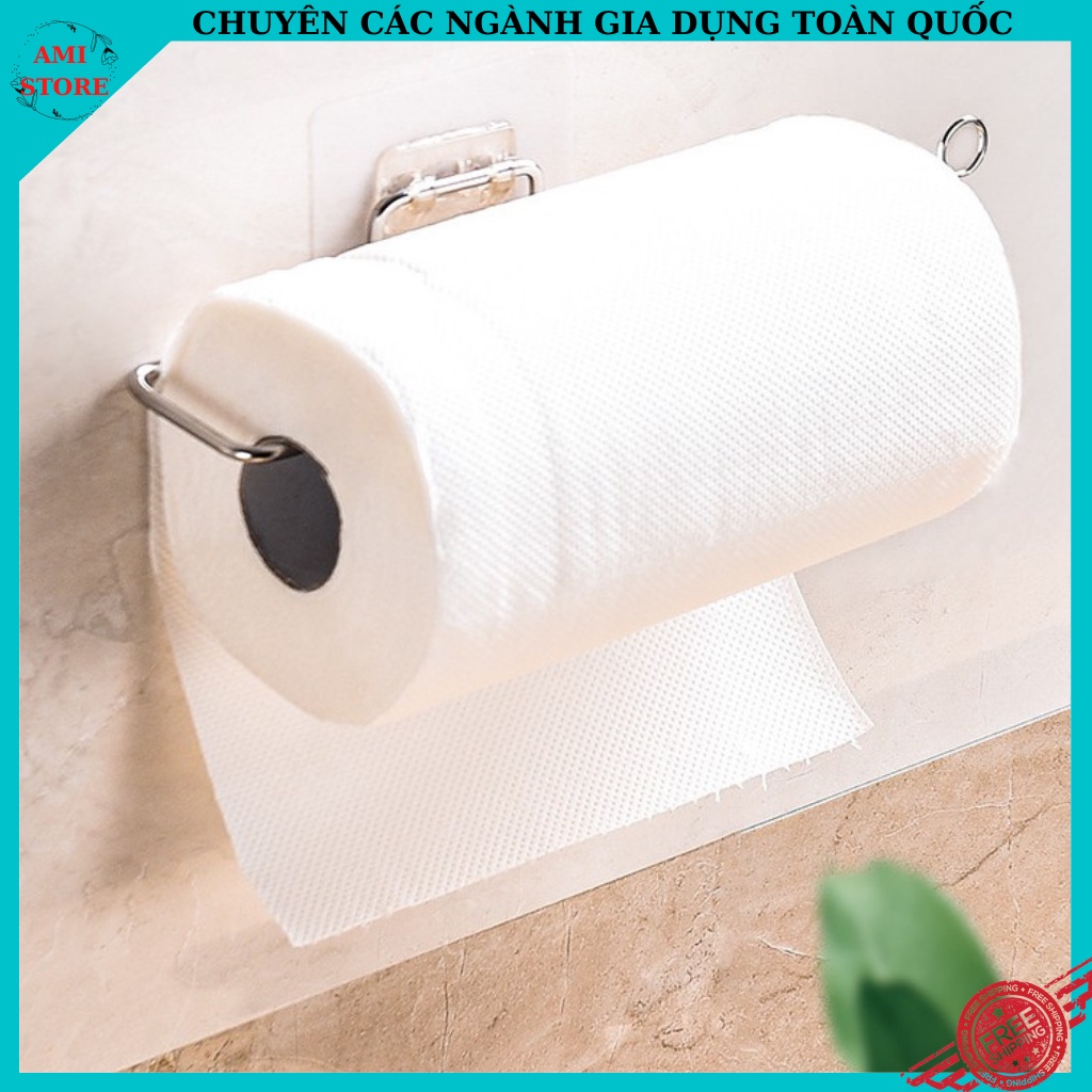 Thanh treo khăn giấy cuộn tặng kèm miếng dán tường siêu chắc