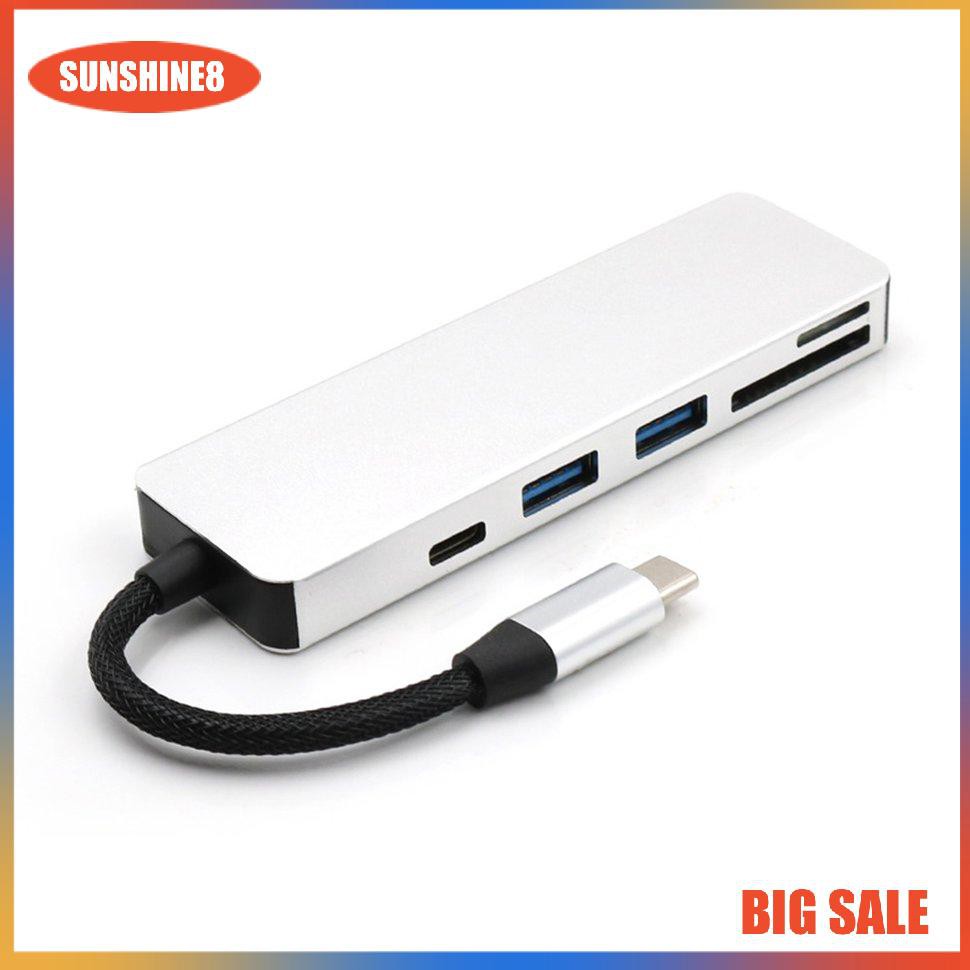 Bộ Chia Usb Hub Type-C Sang 4 Cổng Usb 3.0 + Tf / Micro Sd + Sd 0504 5 Trong 1