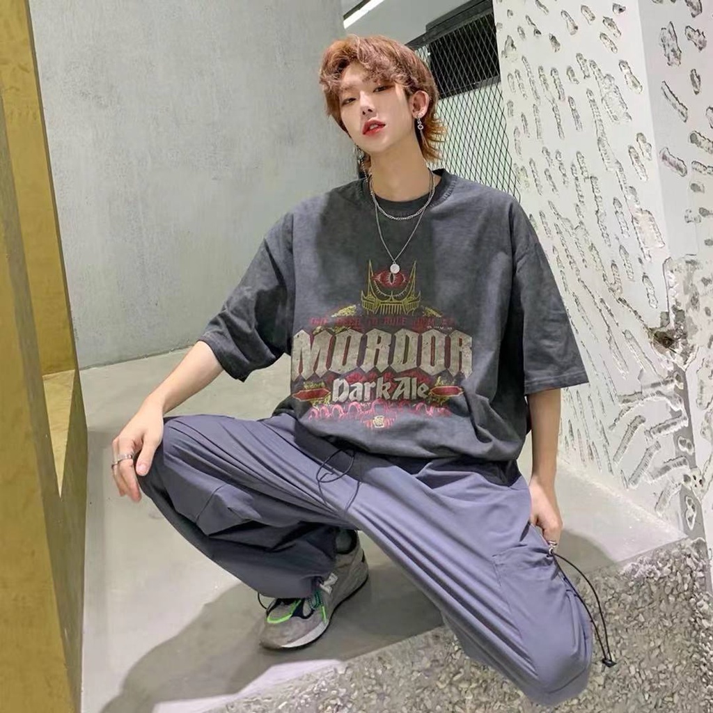 Áo Thun Ngắn Tay Dáng Rộng Phong Cách Hiphop Retro Thời Trang Cho Nam