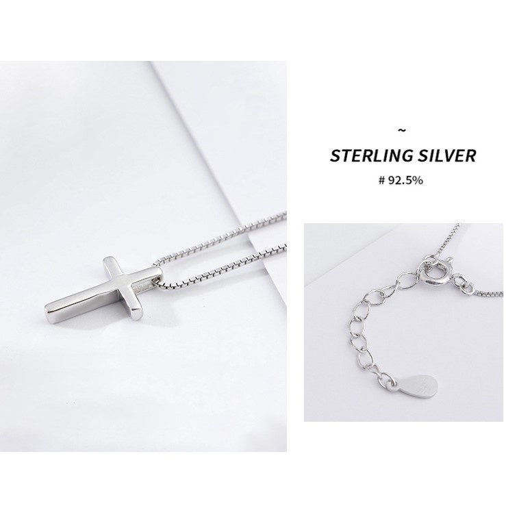 Dây chuyền bạc nữ mặt thánh giá sợi vuông - Trang sức bạc  Evasilver