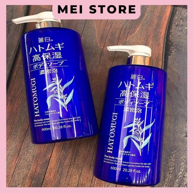 Sữa Tắm Dưỡng Ẩm Sâu Và Trắng Sáng Da Hatomugi HẠT Ý DĨ The Body Soap 600ml - Màu Xanh