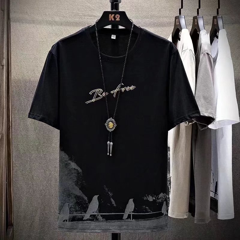 Áo thun tay ngắn dáng rộng in họa tiết hoạt hình phong cách đường phố hiphop Hàn Quốc size M-3XL