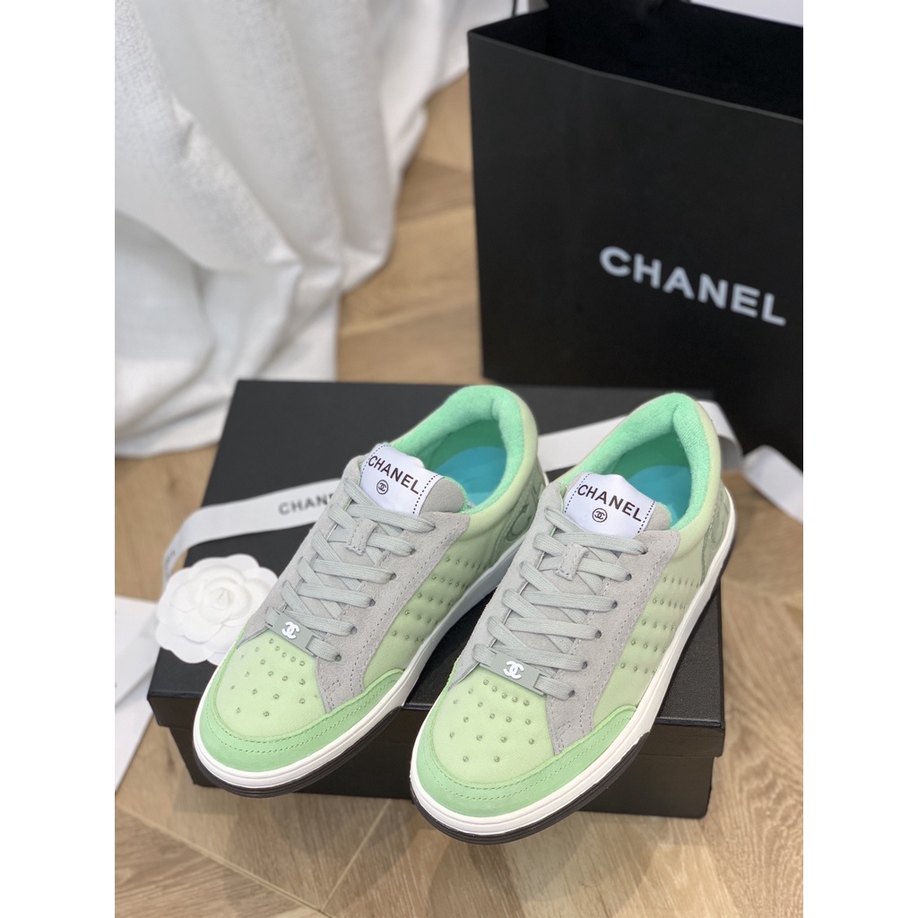 Giày sneaker nữ da thật thời trang cao cấp 𝘾𝙝𝙖𝙣𝙚𝙡 𝘾𝙝𝙖𝙣n𝙚𝙡 CN thiết kế da lộn, phong cách cá tính