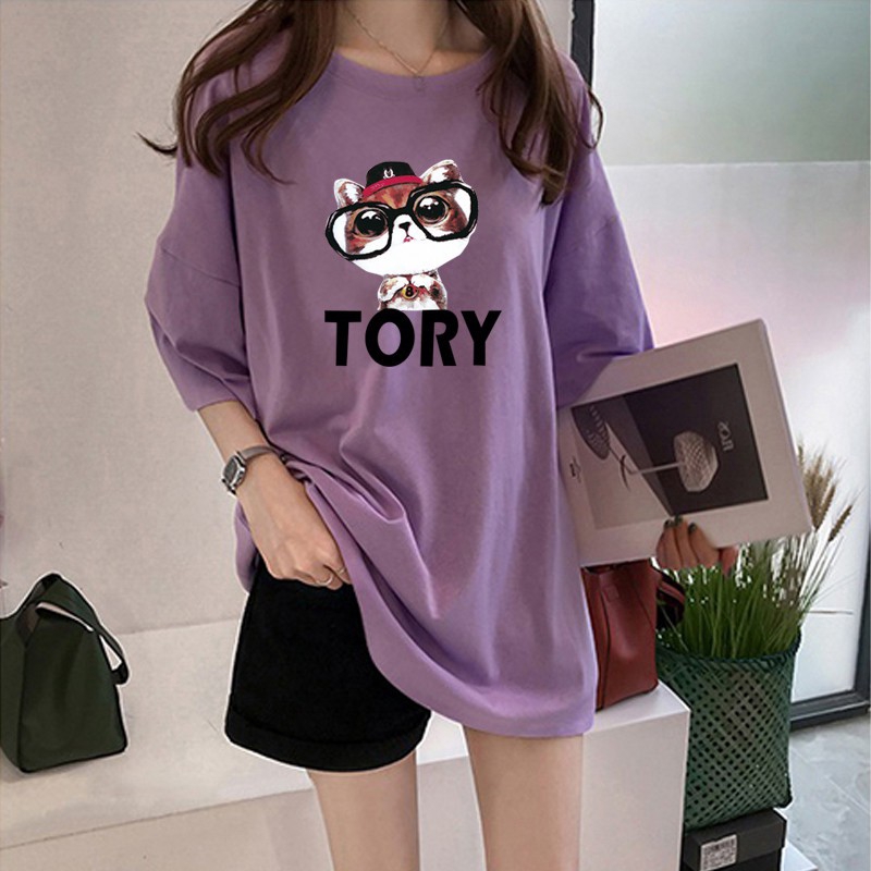 Áo thun tay ngắn dáng rộng cổ tròn thời trang hè 2020 cho nữ