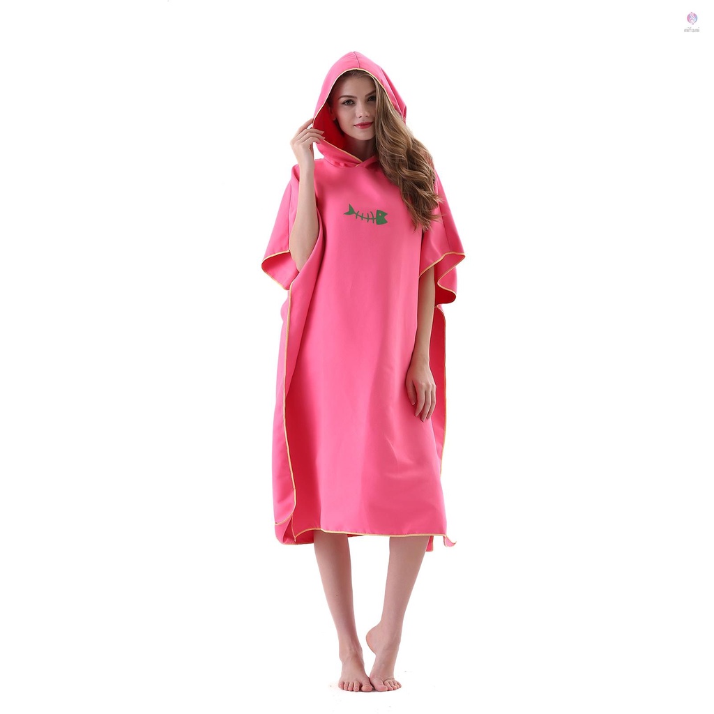 Khăn Tắm Poncho Có Mũ Trùm Đầu Bằng Sợi Nhỏ Sử Dụng Khi Đi Bơi Bãi Biển Cho Người Lớn