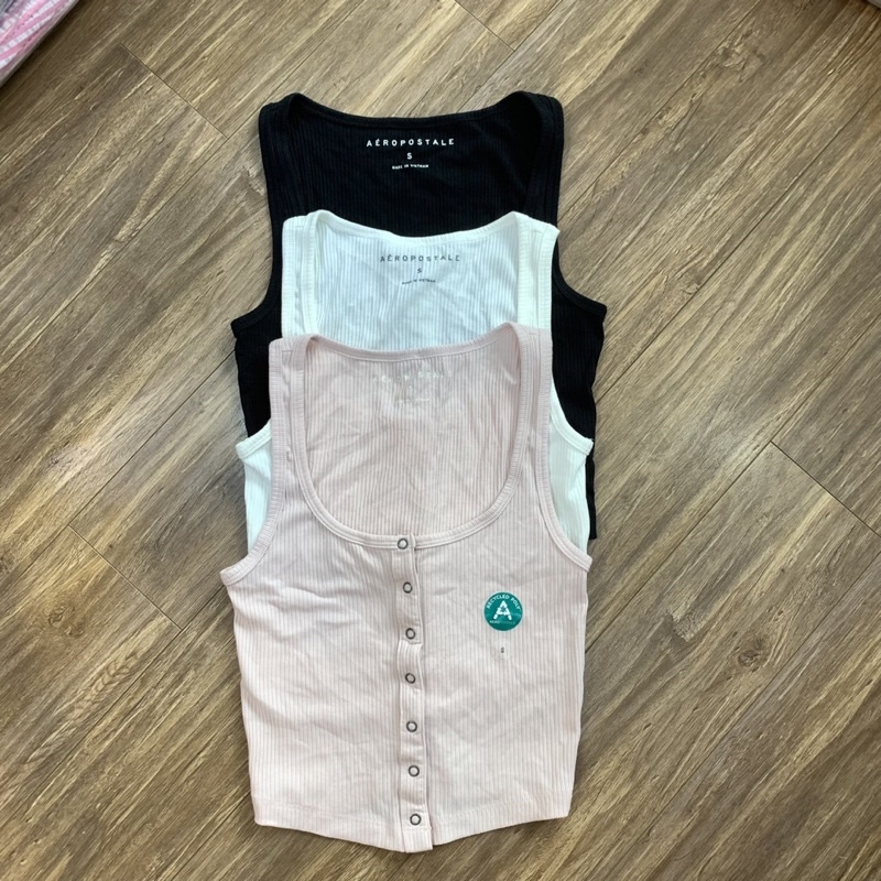 Áo crop top nút aero thun gân vải đẹp