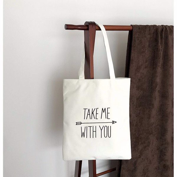 Túi Tote, Túi Vải Canvas In Tên Theo Yêu Cầu, Có Khoá Và Ngăn Phụ, Phong Cách Uizzang Vintage Hàn Quốc, KT 33x38