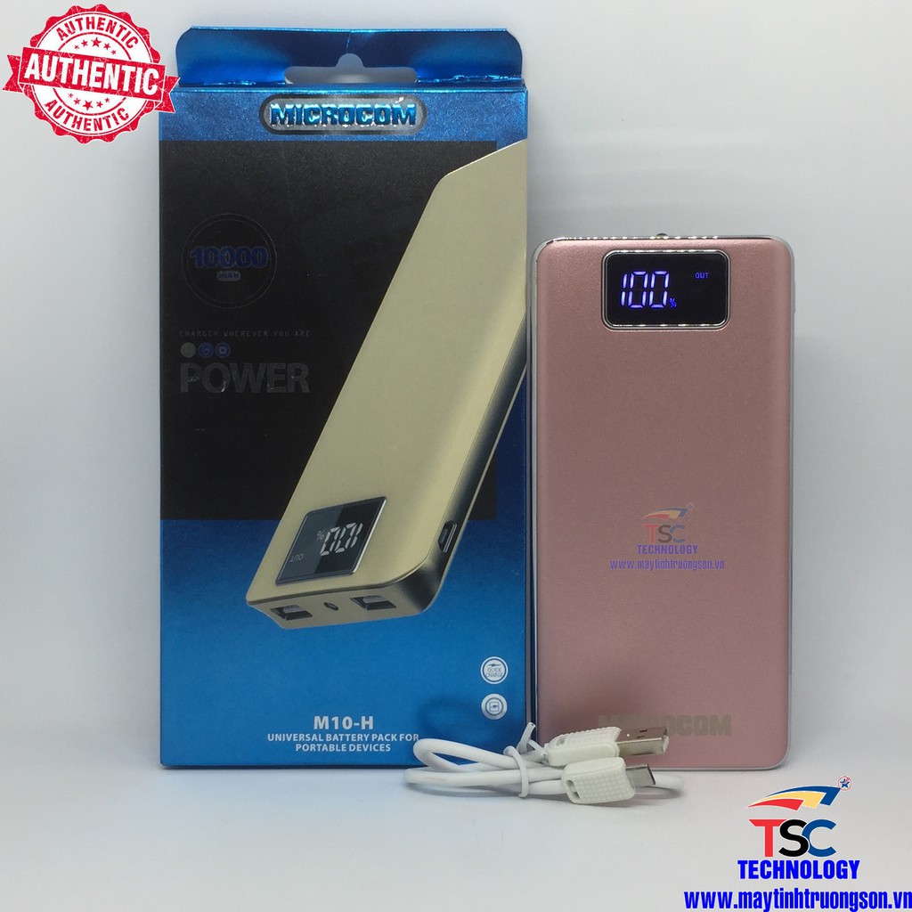 Pin Sạc Dự Phòng Microcom M10-H 10000mAh Có LCD Led Hiển Thị % Pin Chính Hãng - Maytinhtruongson.vn