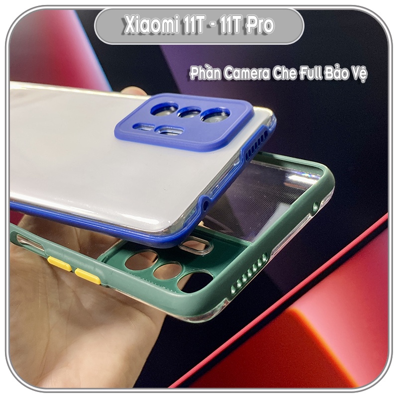 Ốp Lưng cho Xiaomi 11T - 11T Pro PC Cứng Trong Suốt Viền Màu Che Camera