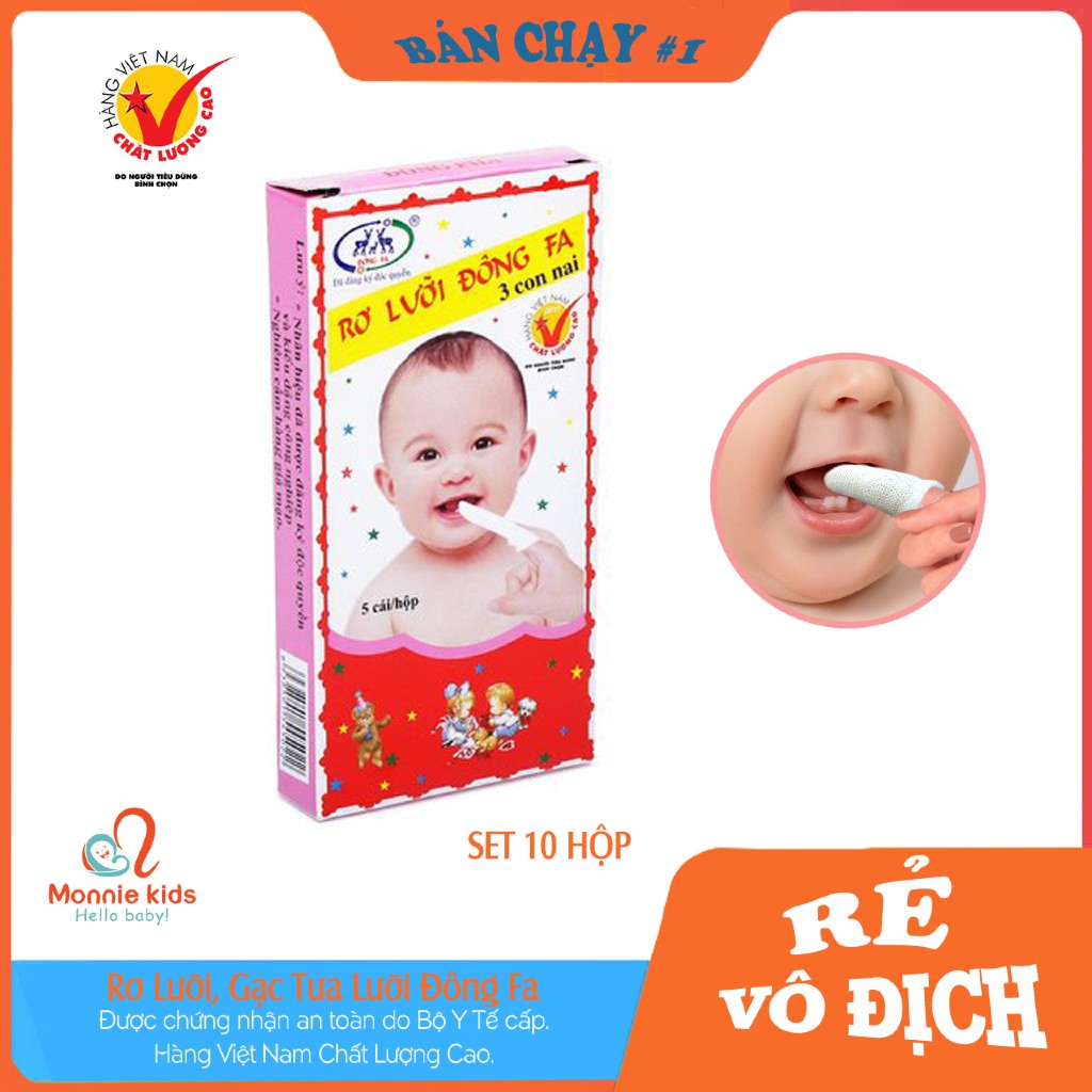 Rơ lưỡi Đông Fa cho bé, rơ lưỡi hàng Việt Nam chất lượng cao hộp 50 cái - Monnie Kids