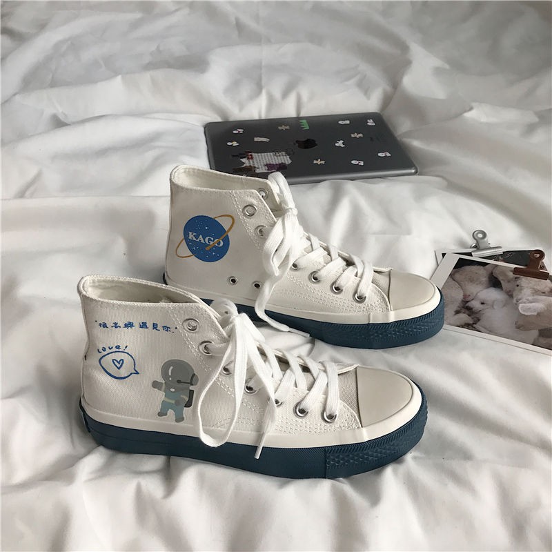 Giày Vải Canvas Cổ Cao Phong Cách Hàn Quốc Thời Trang Mùa Xuân 2020 Cho Nữ | BigBuy360 - bigbuy360.vn