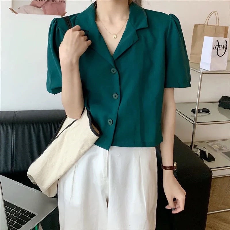 Blazer ngắn tay dáng croptop màu xanh coban hot trend | BigBuy360 - bigbuy360.vn