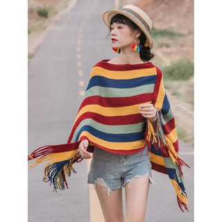 Khoác len bohemian sắc màu
