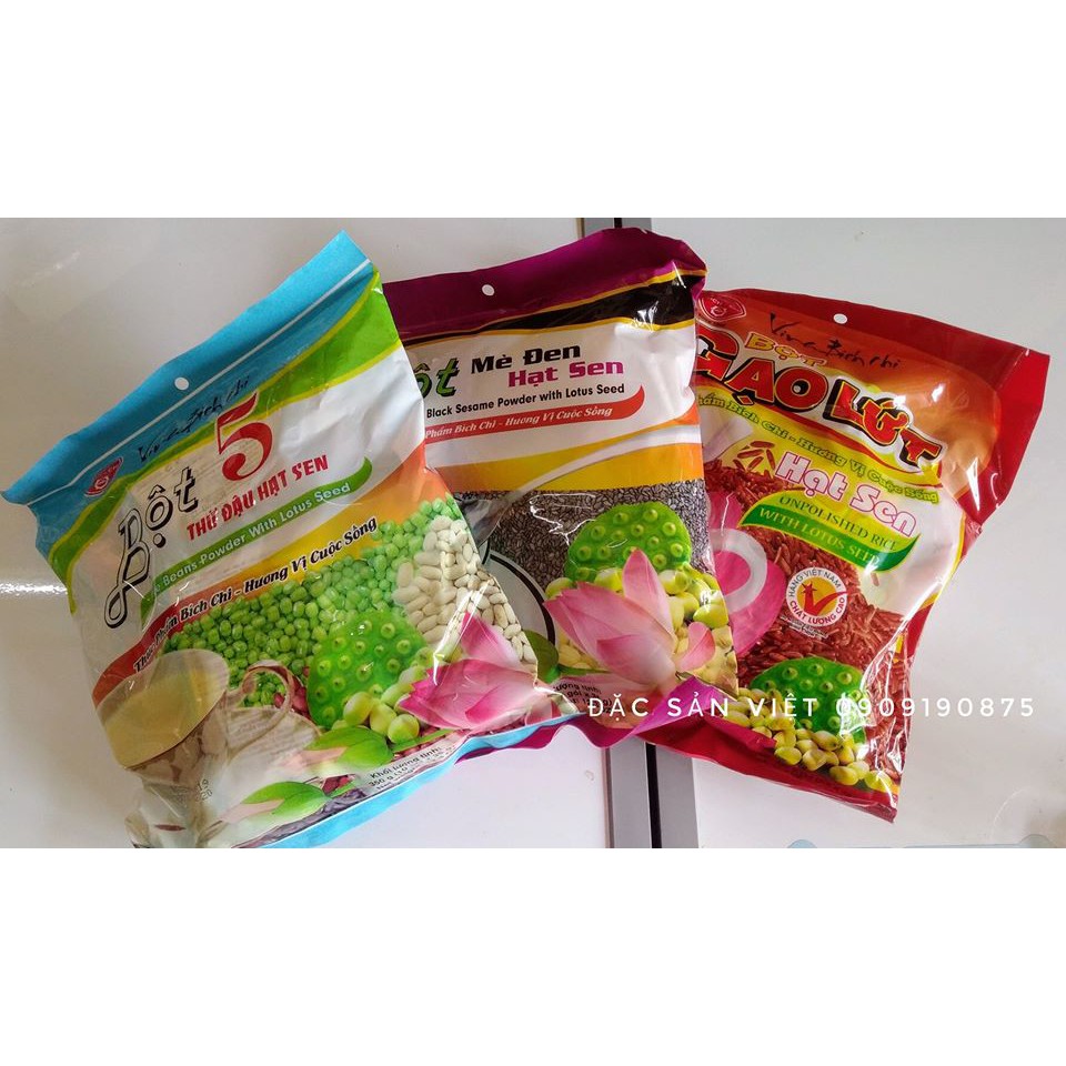 COMBO BỘT GẠO LỨT - BỘT MÈ ĐEN - BỘT 5 THỨ ĐẬU HẠT SEN có đường
