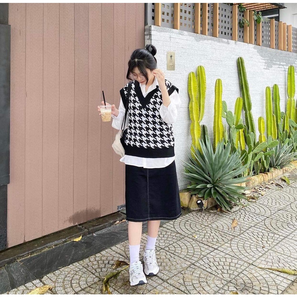 Chân Váy Jean Chỉ Nổi Nữ [FREESHIP]  Đầm mini dáng suông, jeans bò cạp cao xẻ sau lưng đẹp cá tính Ulzzang