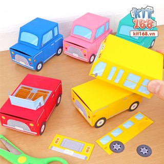 Mô hình giấy đồ vật Hộp xe đồ chơi màu đỏ