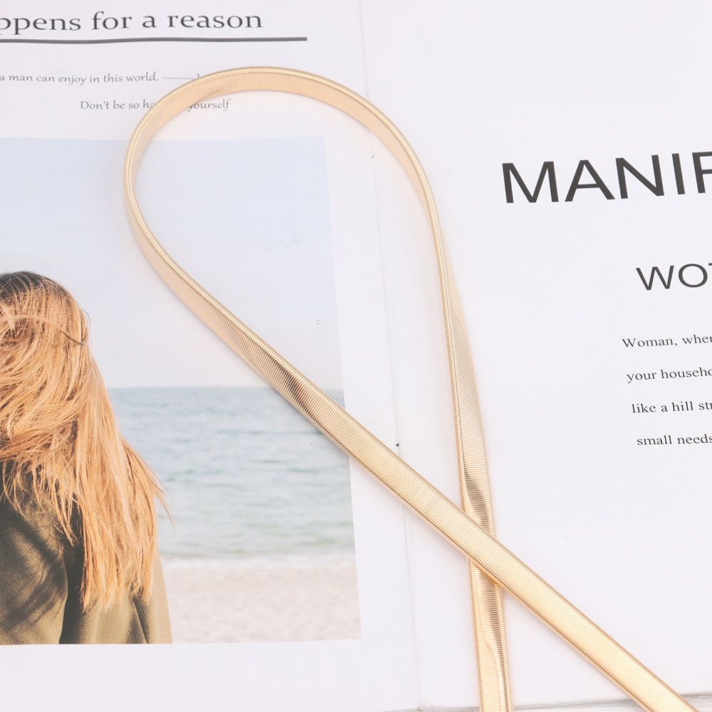 Thắt lưng co giãn hình chiếc lá bằng kim loại nhiều màu thời trang