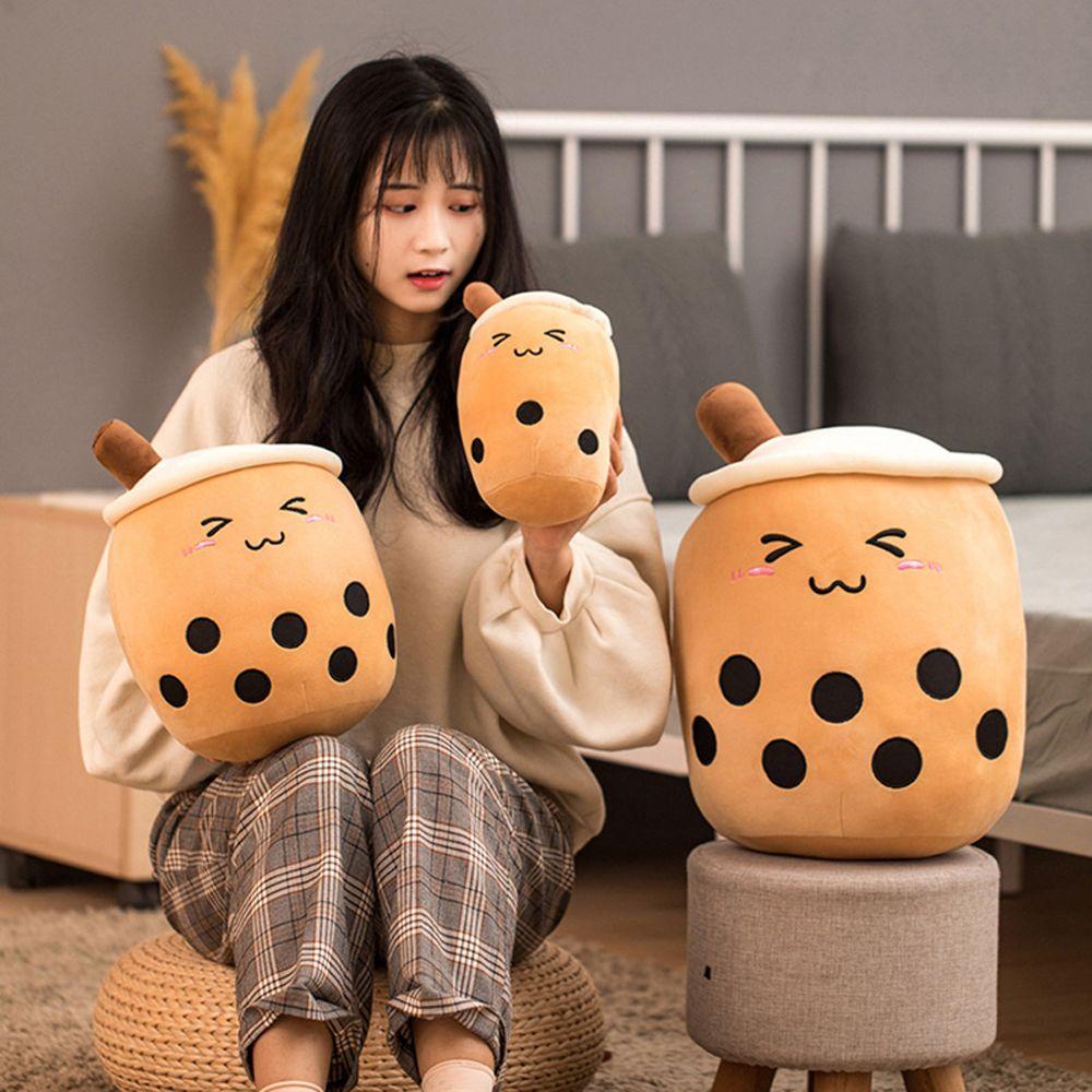 Thú Nhồi Bông Mềm Mại Hình Ly Trà Sữa Có Giác Hút Trang Trí Nhà Cửa