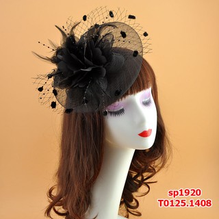 Cài tóc cô dâu mũ hoa lưới bông