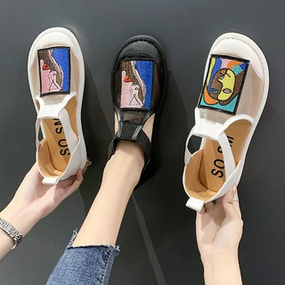 Sandal lưới đế bệt phiên bản giày lười Hàn Quốc