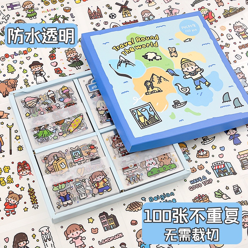 Sticker dán hoạt hình trang trí sổ tay, planner, phụ kiện quà tặng