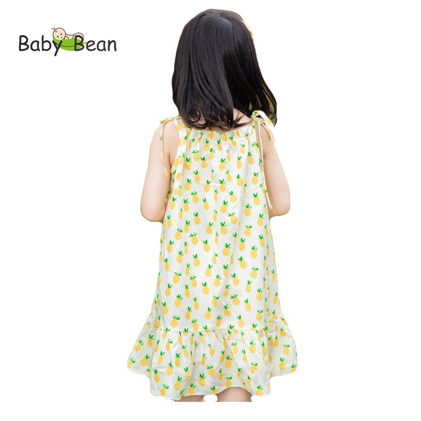 [MÃ THƯƠNG HIỆU YÊU THÍCH Voucher giảm 10%] Đầm Cotton Cột Dây Vai Họa Tiết Quả Dứa Bé Gái BabyBean