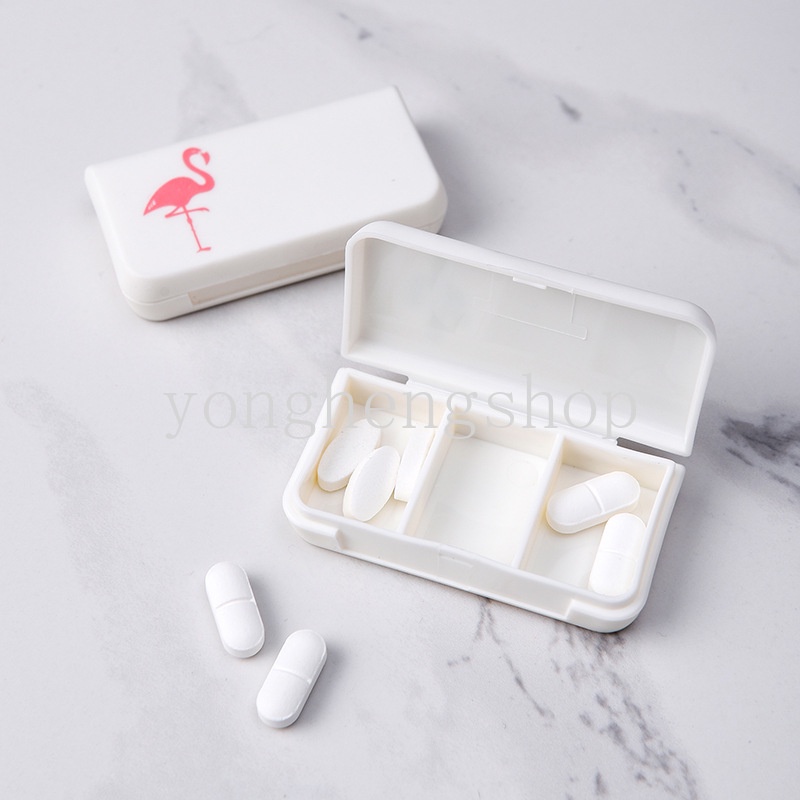 Hộp Đựng Thuốc 3 Ngăn Hình Chim Hồng Hạc/Cây Xương Rồng Dễ Thương