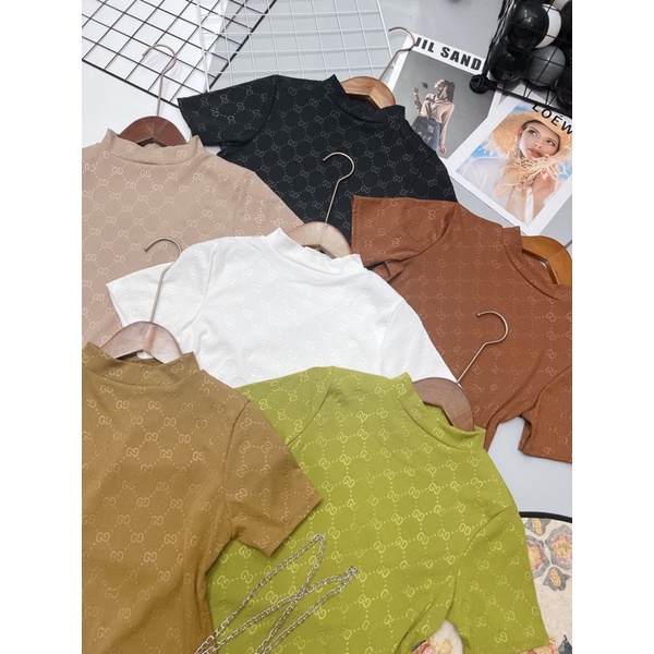 ÁO THUN TĂM GG CỘC CỔ 3 PHÂN CHẤT MÁT MS10269